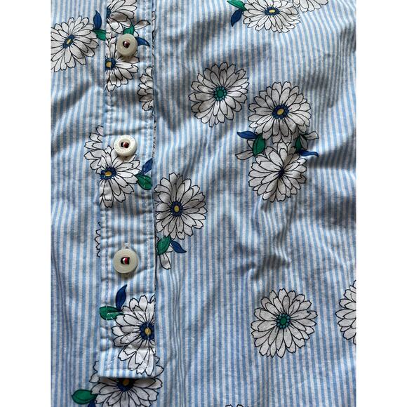 Daisy Floral Light Blue Striped Shirt Size XL Womens Cotton Spring Feminine - Picture 7 of 7